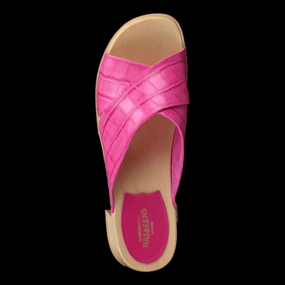 Swedish Hasbeens Pink Sandals with Woven Leather Design - Picture 10 of 16